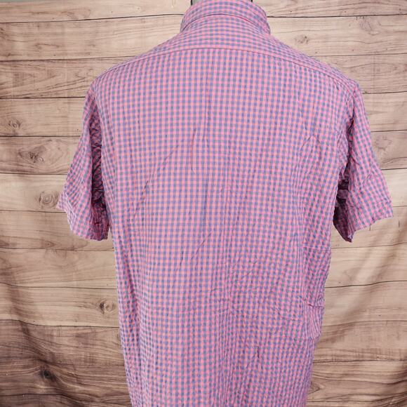 DANIEL CREMIEUX PERFORMANCE GINGHAM CHECK SEERSUCKER-LIKE BUTTON UP SHIRT L - Picture 4 of 7